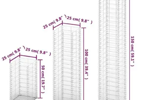 Set gabioane, 3 buc, sârmă galvanizată - 4/4
