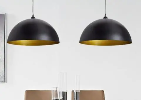 Lustră 2 buc, înălțime reglabilă, semisferică, negru - 1/5