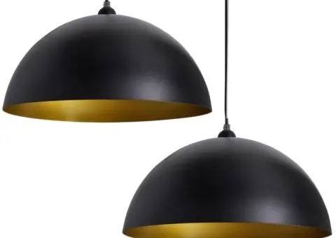 Lustră 2 buc, înălțime reglabilă, semisferică, negru - 2/5