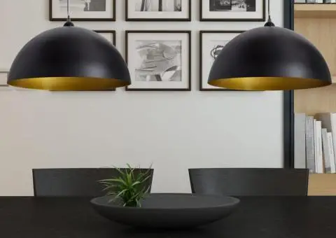 Lustră 2 buc, înălțime reglabilă, semisferică, negru - 3/5