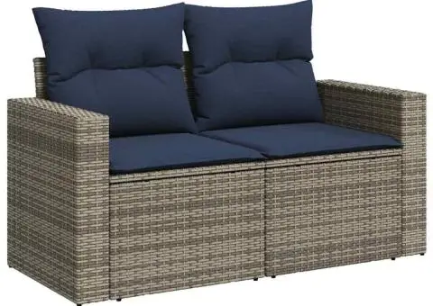 Set canapele de grădină cu perne, 8 piese, gri, poliratan - 5/5