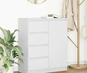 vidaXL Bufetă cu sertare, alb, 71x35x84 cm, lemn prelucrat