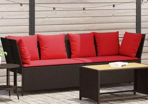 Canapea de grădină cu perne din polirattan maro - 1/5