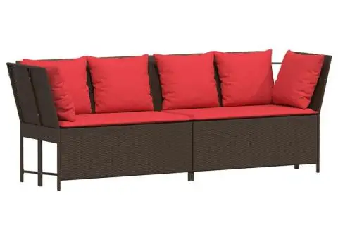 Canapea de grădină cu perne din polirattan maro - 2/5