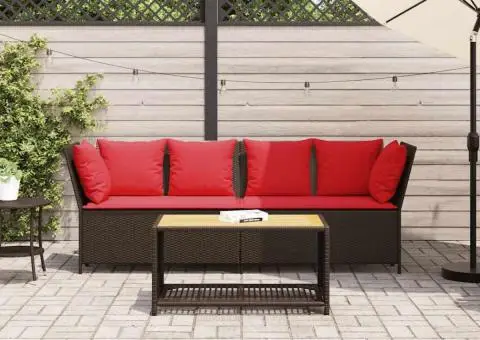 Canapea de grădină cu perne din polirattan maro - 3/5