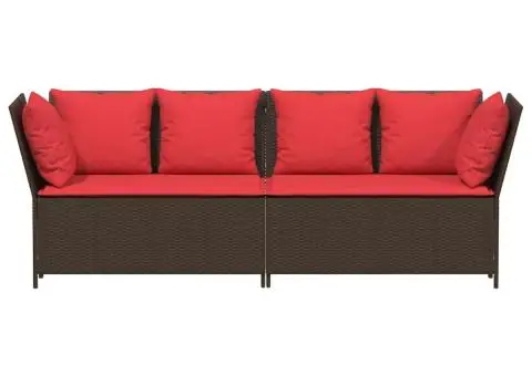 Canapea de grădină cu perne din polirattan maro - 4/5