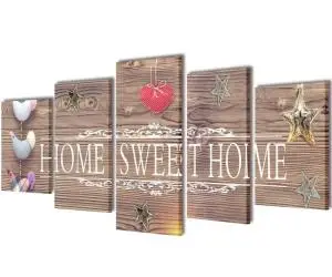 Set tablouri de perete cu imprimeu Home Sweet Home, 200 x 100 cm