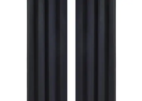 Draperii opace cu inele metalice, 2 buc., negru, 135 x 245 cm - 1/4