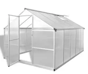 vidaXL Seră din aluminiu ranforsat cu cadru la bază, 7,55 m²