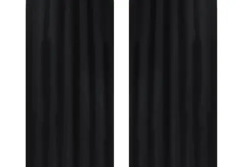 Draperii micro-satin cu bride, 2 buc, 140 x 225 cm, negru - 1/4