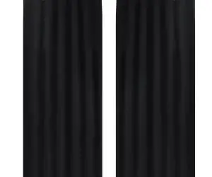 Draperii micro-satin cu bride, 2 buc, 140 x 225 cm, negru
