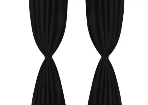 Draperii micro-satin cu bride, 2 buc, 140 x 225 cm, negru - 2/4