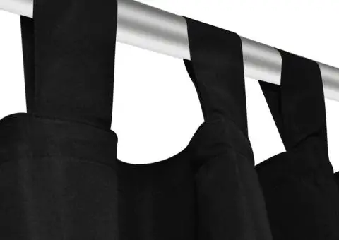 Draperii micro-satin cu bride, 2 buc, 140 x 225 cm, negru - 4/4