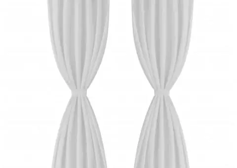 Draperii micro-satin cu bride, 2 buc., 140 x 225 cm, alb - 2/4