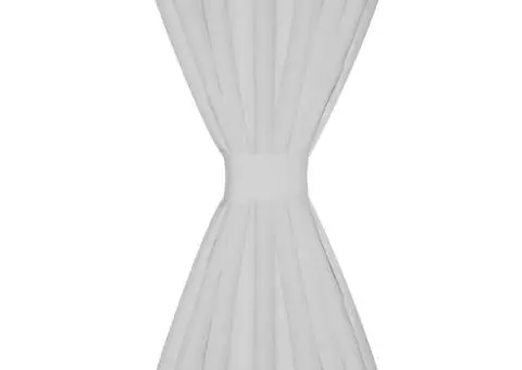 Draperii micro-satin cu bride, 2 buc., 140 x 225 cm, alb - 3/4