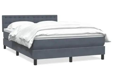 Pat box spring cu saltea, gri închis, 140x210 cm, catifea - 2/5