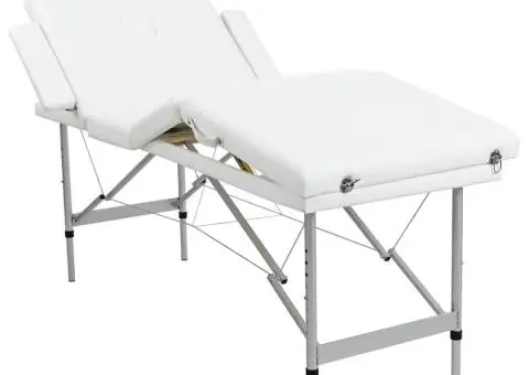 Masă masaj pliabilă, 4 zone, crem, cadru aluminiu - 1/5