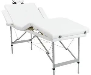 Masă masaj pliabilă, 4 zone, crem, cadru aluminiu