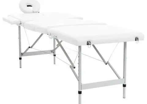 Masă masaj pliabilă, 4 zone, crem, cadru aluminiu - 2/5