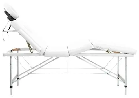 Masă masaj pliabilă, 4 zone, crem, cadru aluminiu - 4/5