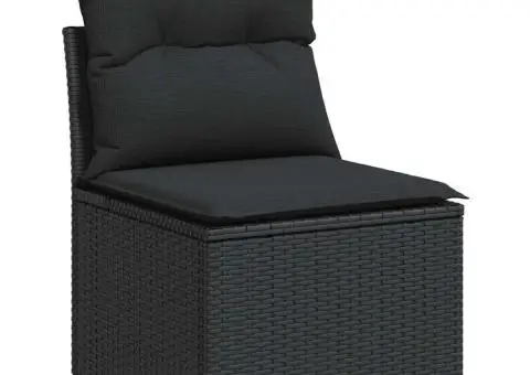 Set mobilier de grădină cu perne, 6 piese, negru, poliratan - 5/5