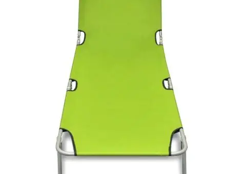 Șezlong pliabil, verde măr, oțel vopsit electrostatic - 2/5