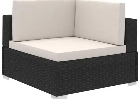 Set mobilier de grădină cu perne, 6 piese, negru, poliratan - 3/5