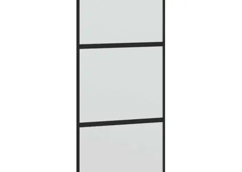 Ușă glisantă cu set feronerie neagră 90x205cm sticlă securizată - 5/5
