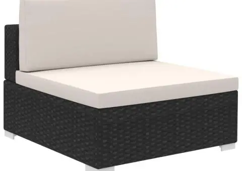 Set mobilier de grădină cu perne, 6 piese, negru, poliratan - 4/5