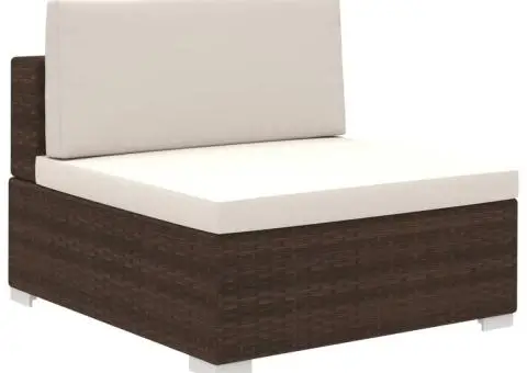 Set mobilier de grădină cu perne, 12 piese, maro, poliratan - 4/5