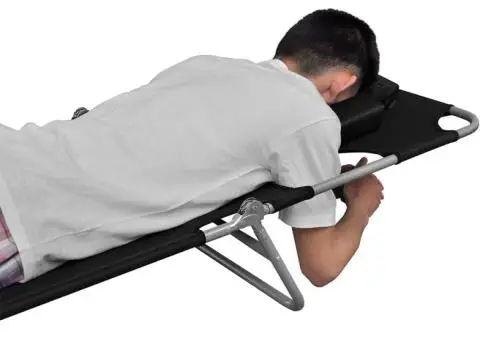 Șezlong pliabil cu pernă și spătar reglabil  Negru - 4/5