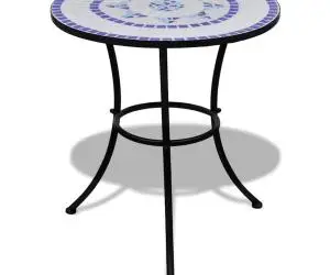vidaXL Masă de bistro, albastru și alb, 60 cm, mozaic