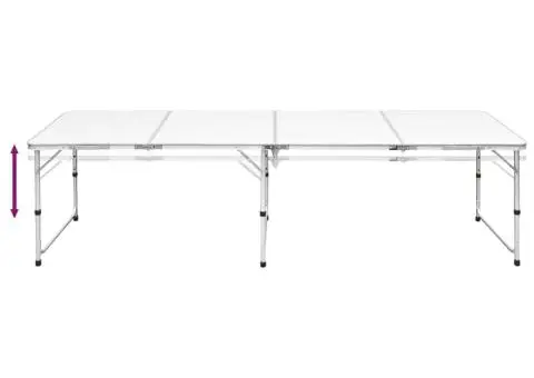 Masă camping din aluminiu reglabilă 240 x 60 cm - 3/4