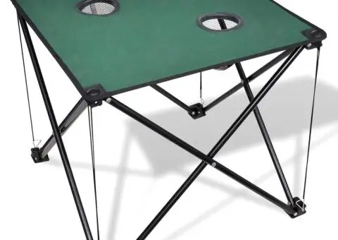 Masă de camping pliabilă, verde închis - 1/5