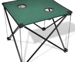 Masă de camping pliabilă, verde închis