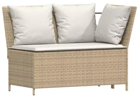 Set canapele de grădină, 4 piese, cu perne, bej, poliratan - 5/5