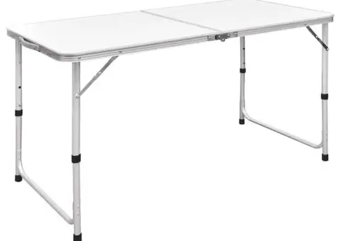 Masă camping pliabilă reglabilă în înălțime, 120x60 cm aluminiu - 1/5