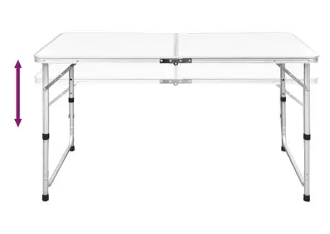 Masă camping pliabilă reglabilă în înălțime, 120x60 cm aluminiu - 4/5