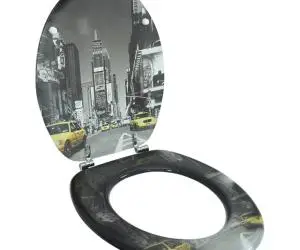 Scaun de toaletă cu capac din MDF, design din porțelan