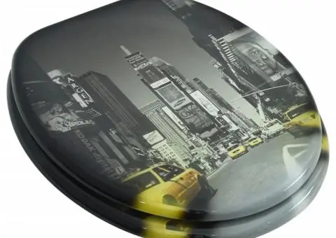 Scaun de toaletă cu capac din MDF, design din porțelan - 2/5