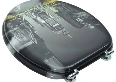 Scaun de toaletă cu capac din MDF, design din porțelan - 4/5