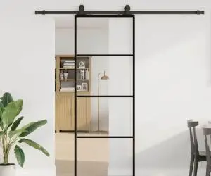 vidaXL Ușă glisantă cu set de feronerie neagră 76x205 cm Sticlă ESG