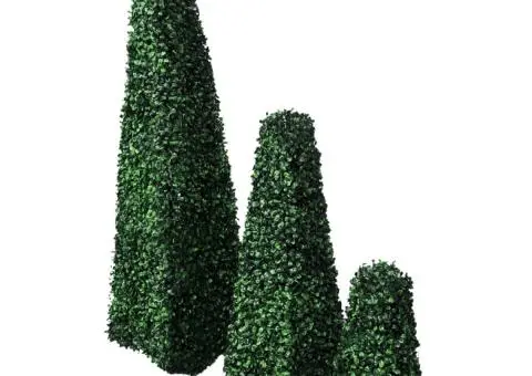 Set arbuști ornamentali artificiali piramidă pe tulpină, 3 buc. - 1/4