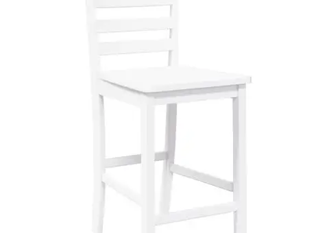 Scaune de bar 2 buc din cauciuc din lemn masiv alb - 4/5