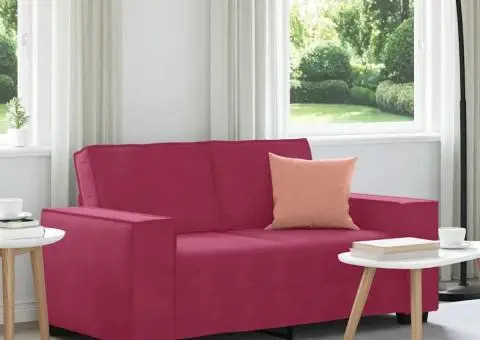 Canapea cu 2 locuri, roșu vin, 120 cm, catifea - 1/5