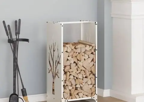 Suport pentru lemne de foc alb 40x30x80 cm Oțel laminat la rece - 1/5