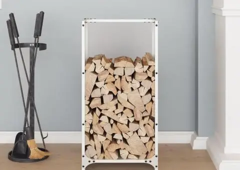 Suport pentru lemne de foc alb 40x30x80 cm Oțel laminat la rece - 3/5