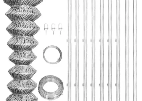 Gard din plasă cu stâlpi, argintiu, 15 x 1 m, oțel galvanizat - 1/5