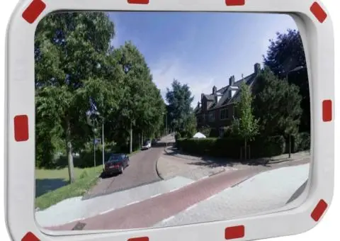 Oglindă de trafic convexă dreptunghiulară, 40 x 60 cm, cu reflectoare - 1/5