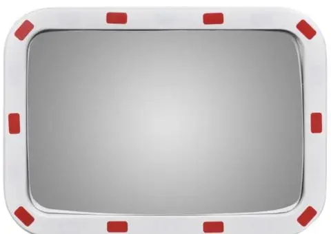 Oglindă de trafic convexă dreptunghiulară, 40 x 60 cm, cu reflectoare - 2/5